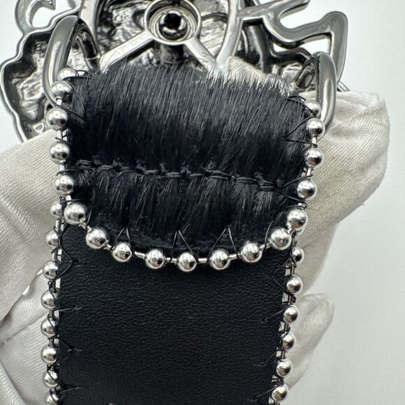 New Kuromi Belt Misanthrope Studios Black Rhinestone Studded Pony Hair Belt main image 4